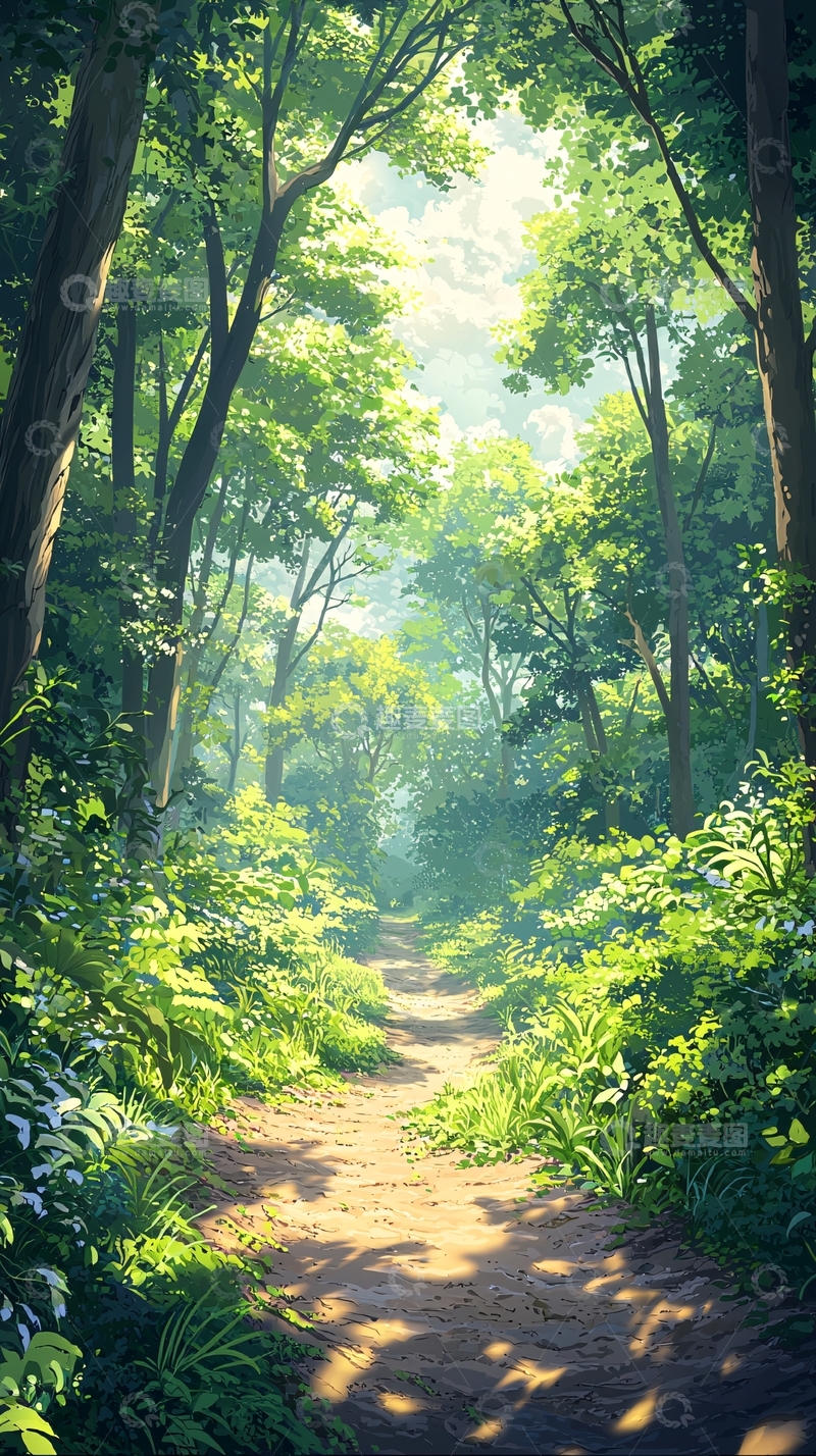 高清大图下载【趣麦麦图】绿色森林小路