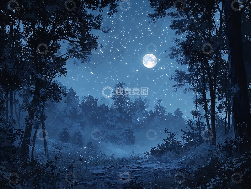 高清大图下载【趣麦麦图】月夜森林