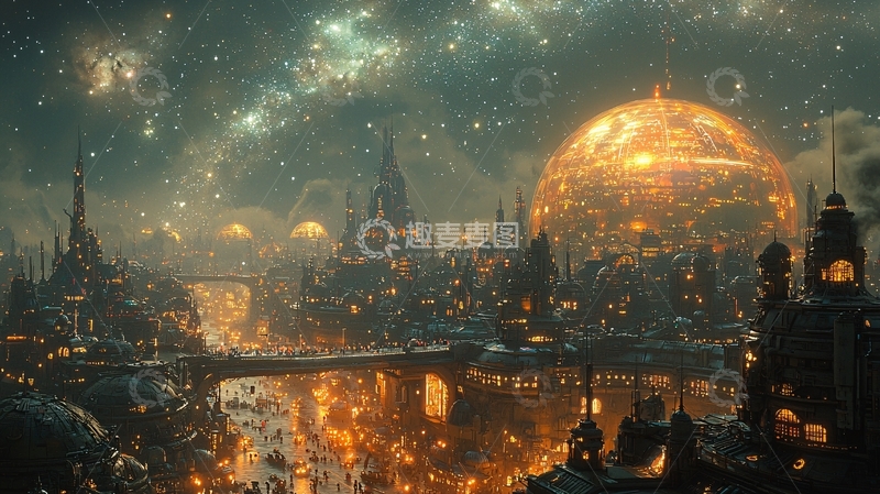 高清大图下载【趣麦麦图】璀璨星空下的黄金之城