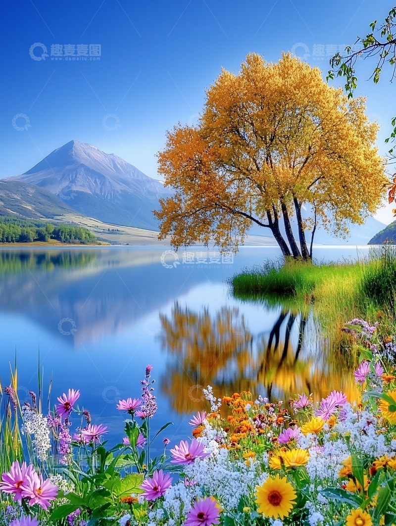 高清大图下载【趣麦麦图】秋日湖边风景