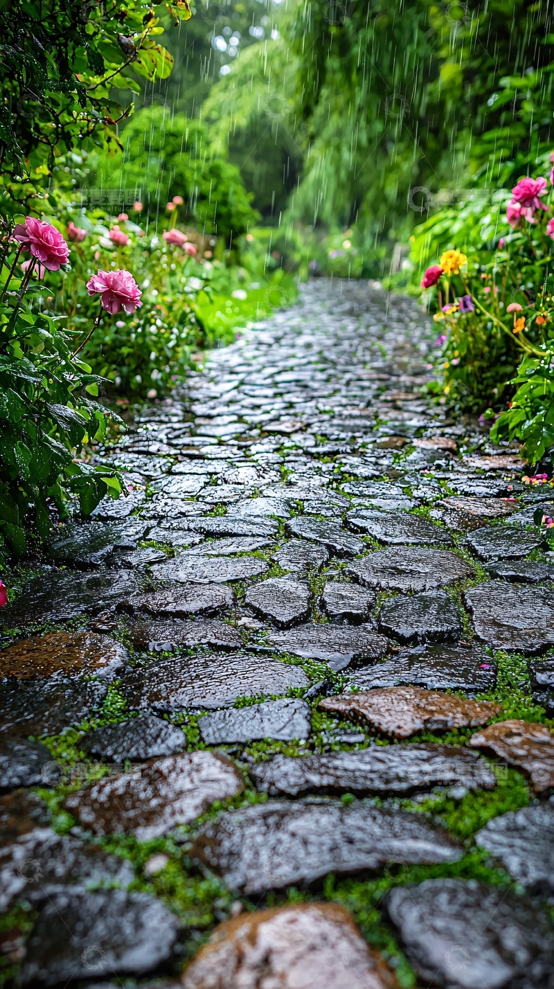 高清大图下载【趣麦麦图】花园石板路