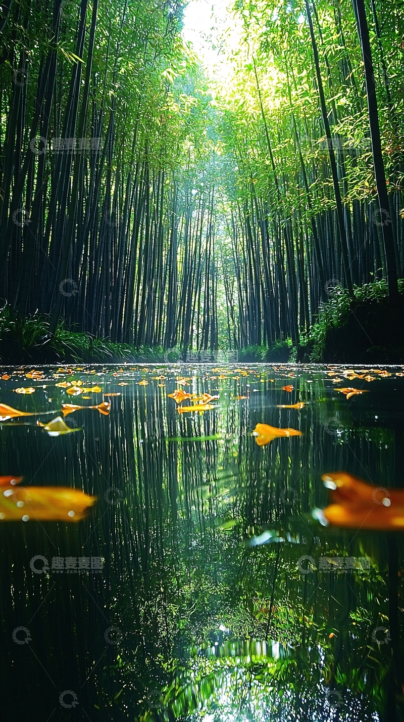 高清大图下载【趣麦麦图】竹林小溪