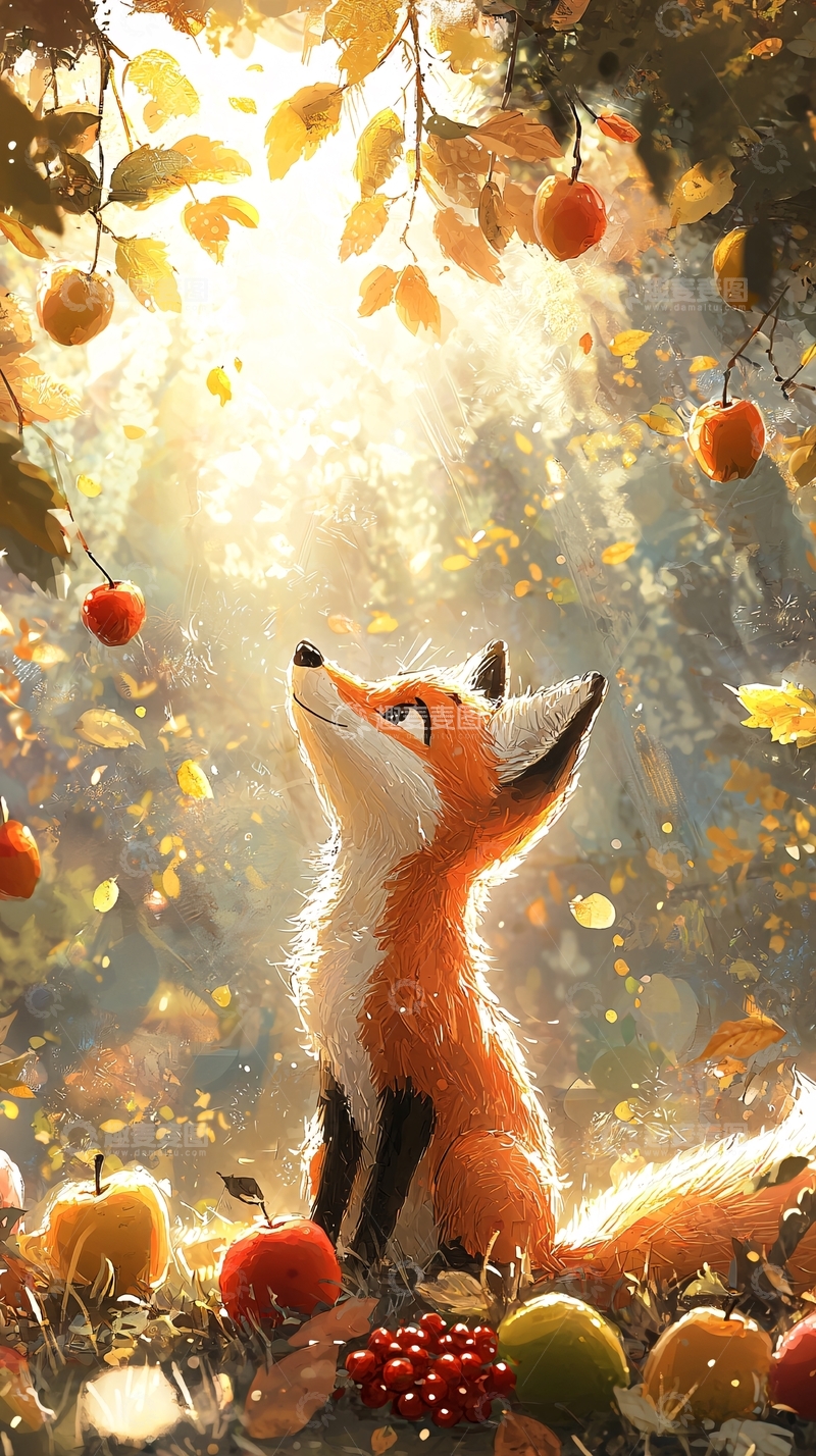 高清大图下载【趣麦麦图】秋日森林里的小狐狸