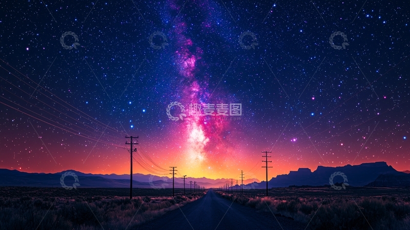 高清大图下载【趣麦麦图】星空下的公路