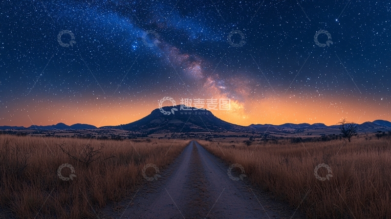 高清大图下载【趣麦麦图】星空下的山脉公路