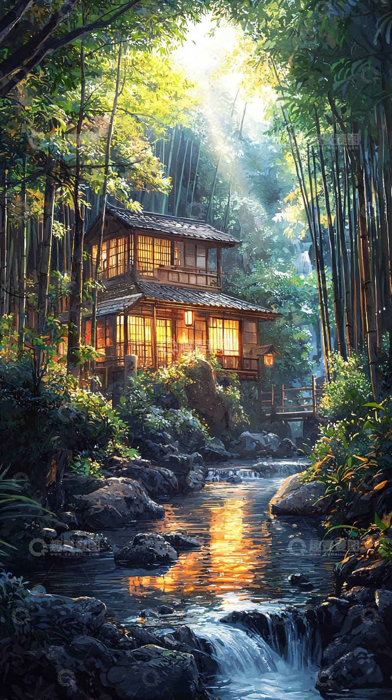 高清大图下载【趣麦麦图】林中日式小屋