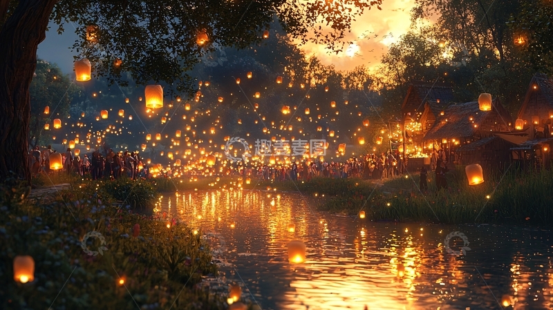 高清大图下载【趣麦麦图】灯笼之夜