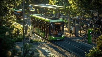 绿色环保公交车