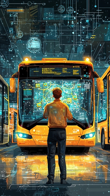 未来科技感的公交车场景