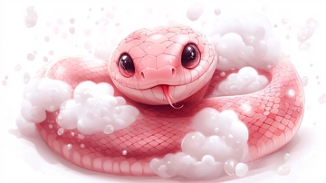 粉色小蛇泡泡浴