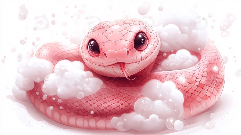 粉色小蛇泡泡浴