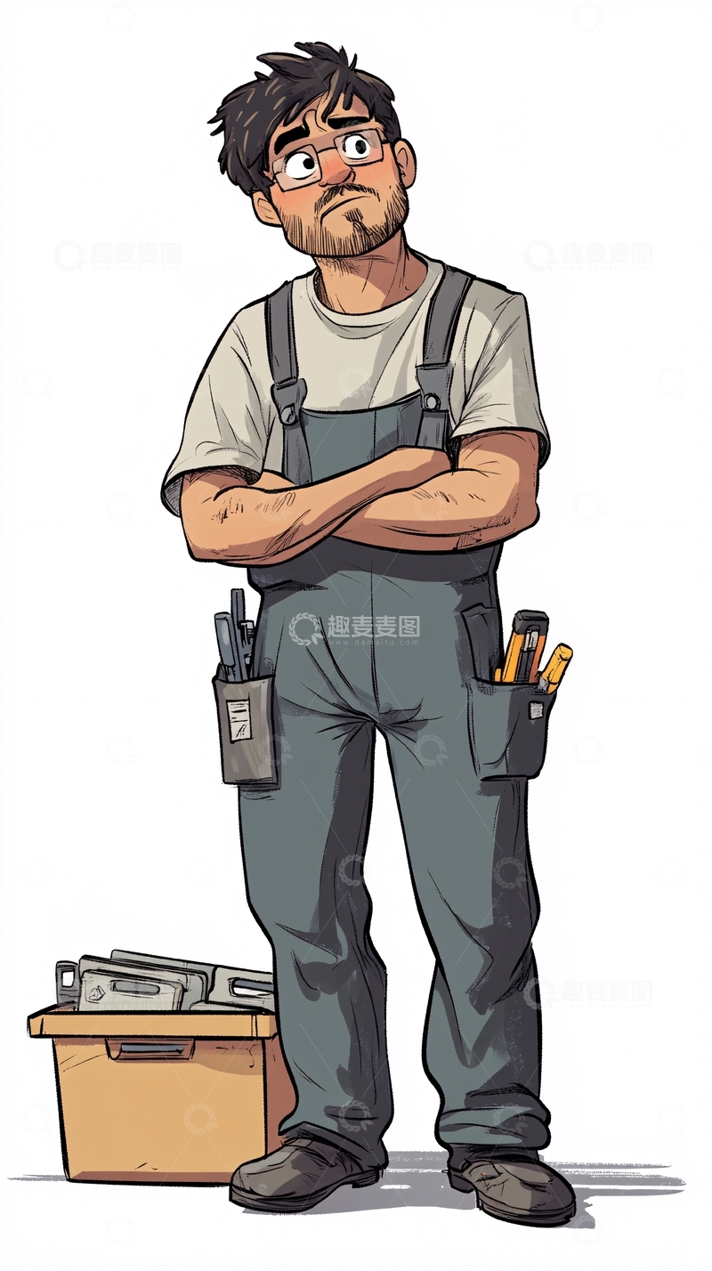 高清大图下载【趣麦麦图】工装男卡通人物