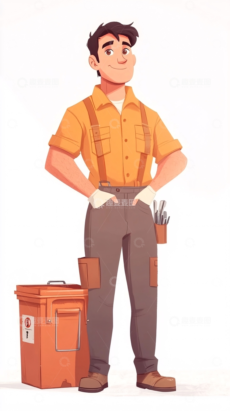 高清大图下载【趣麦麦图】卡通维修工
