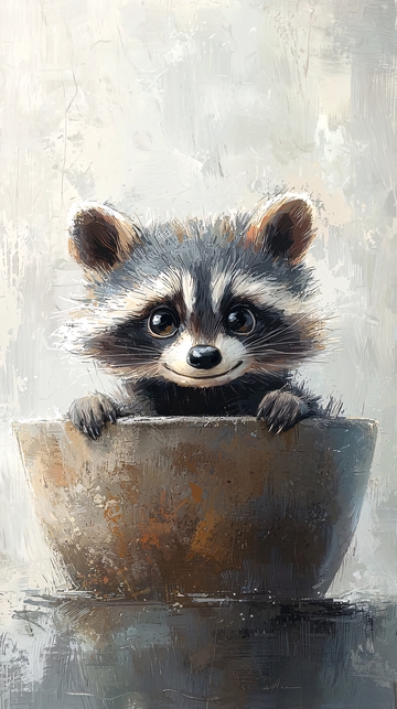 可爱浣熊宝宝小碗