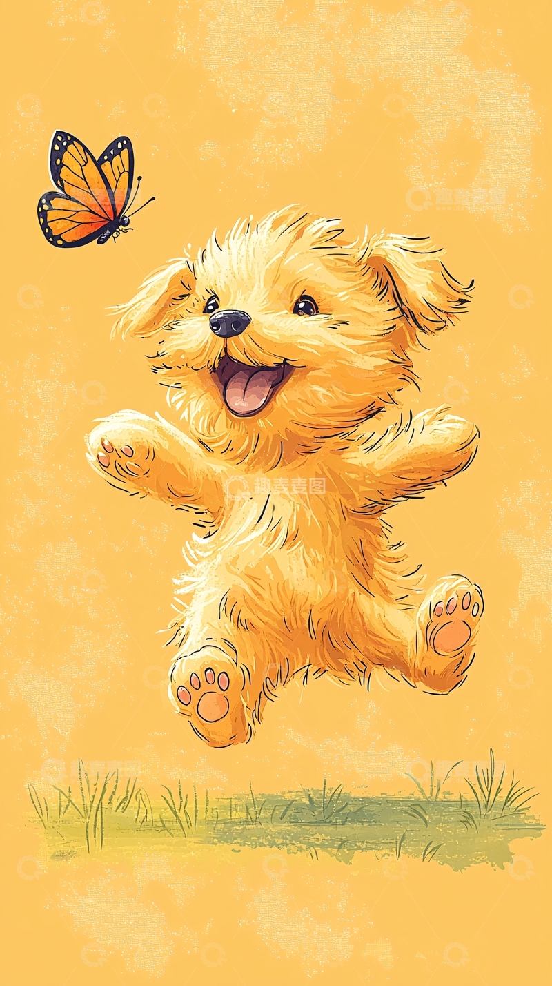 高清大图下载【趣麦麦图】可爱小狗跳跃
