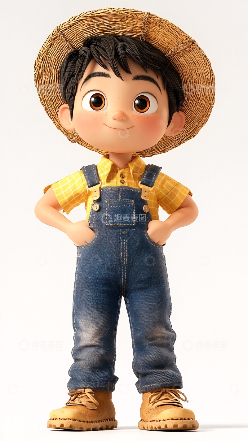 高清大图下载【趣麦麦图】卡通农场男孩