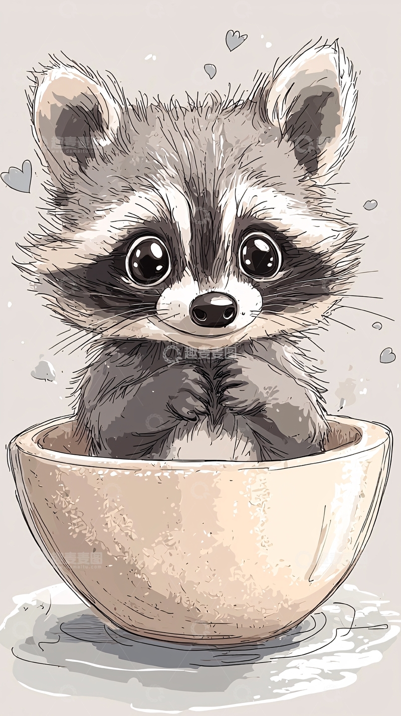 高清大图下载【趣麦麦图】可爱浣熊宝宝