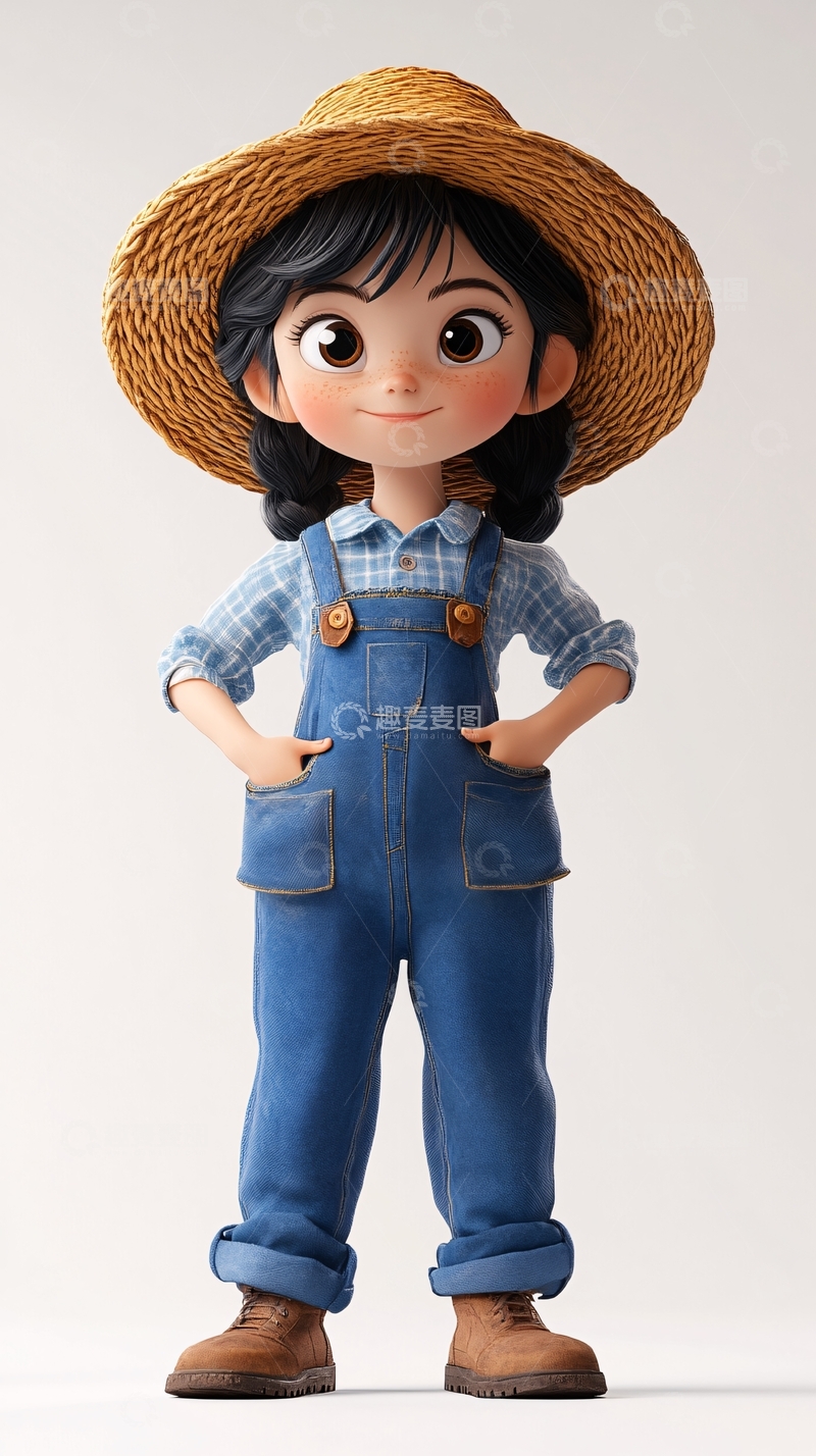 高清大图下载【趣麦麦图】卡通农场女孩