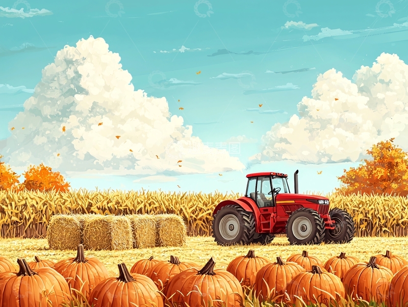 高清大图下载【趣麦麦图】秋收时节的田园风光