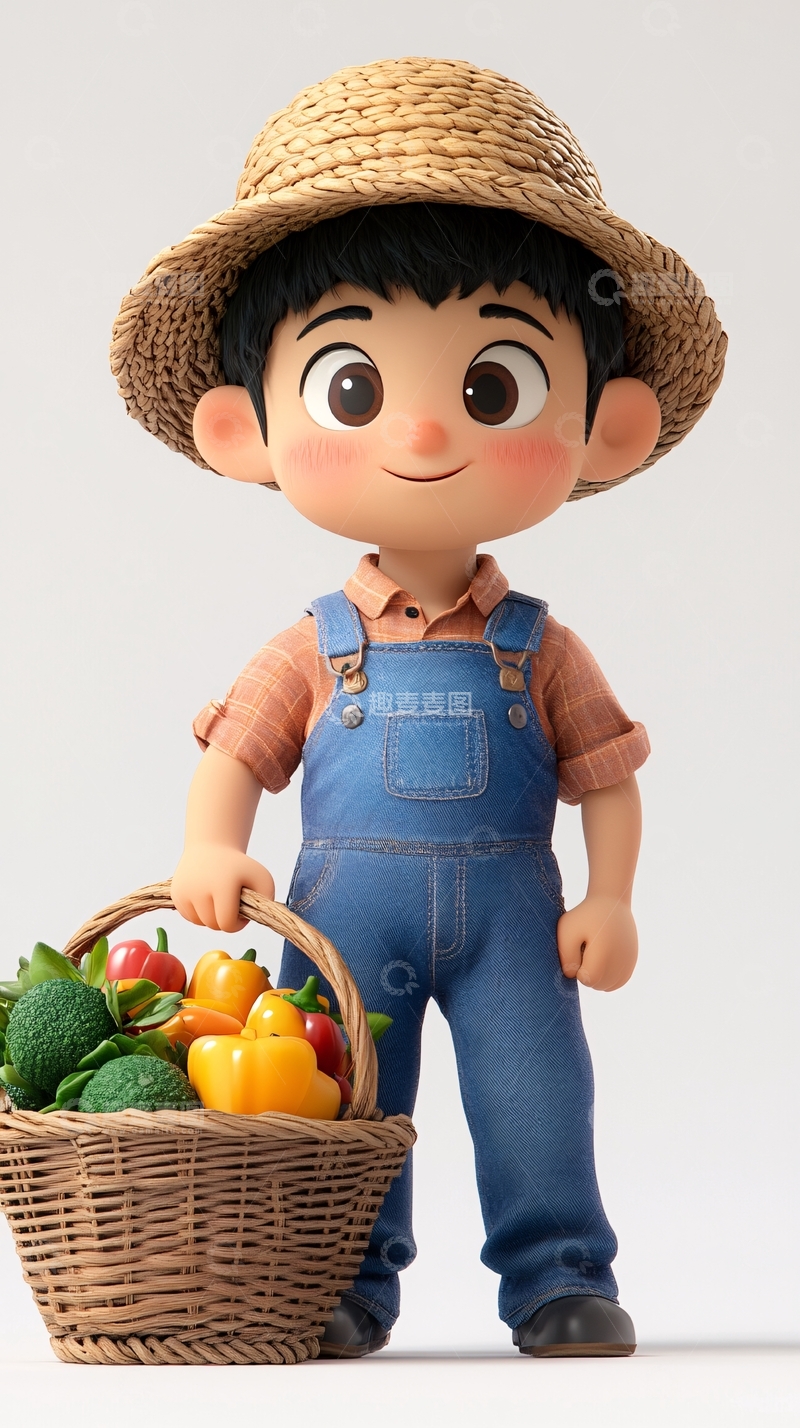 高清大图下载【趣麦麦图】卡通农夫小孩