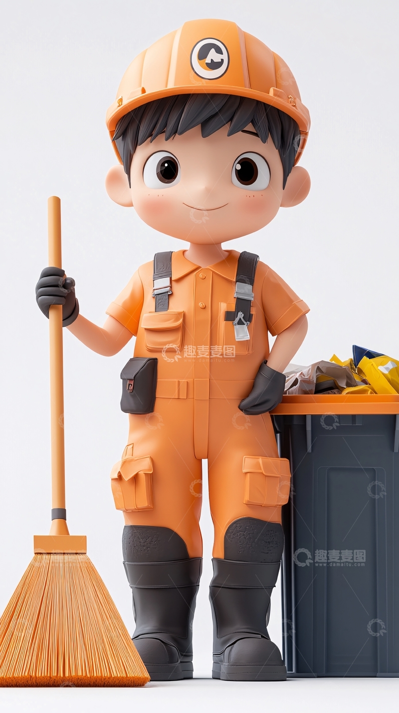 高清大图下载【趣麦麦图】卡通清洁工