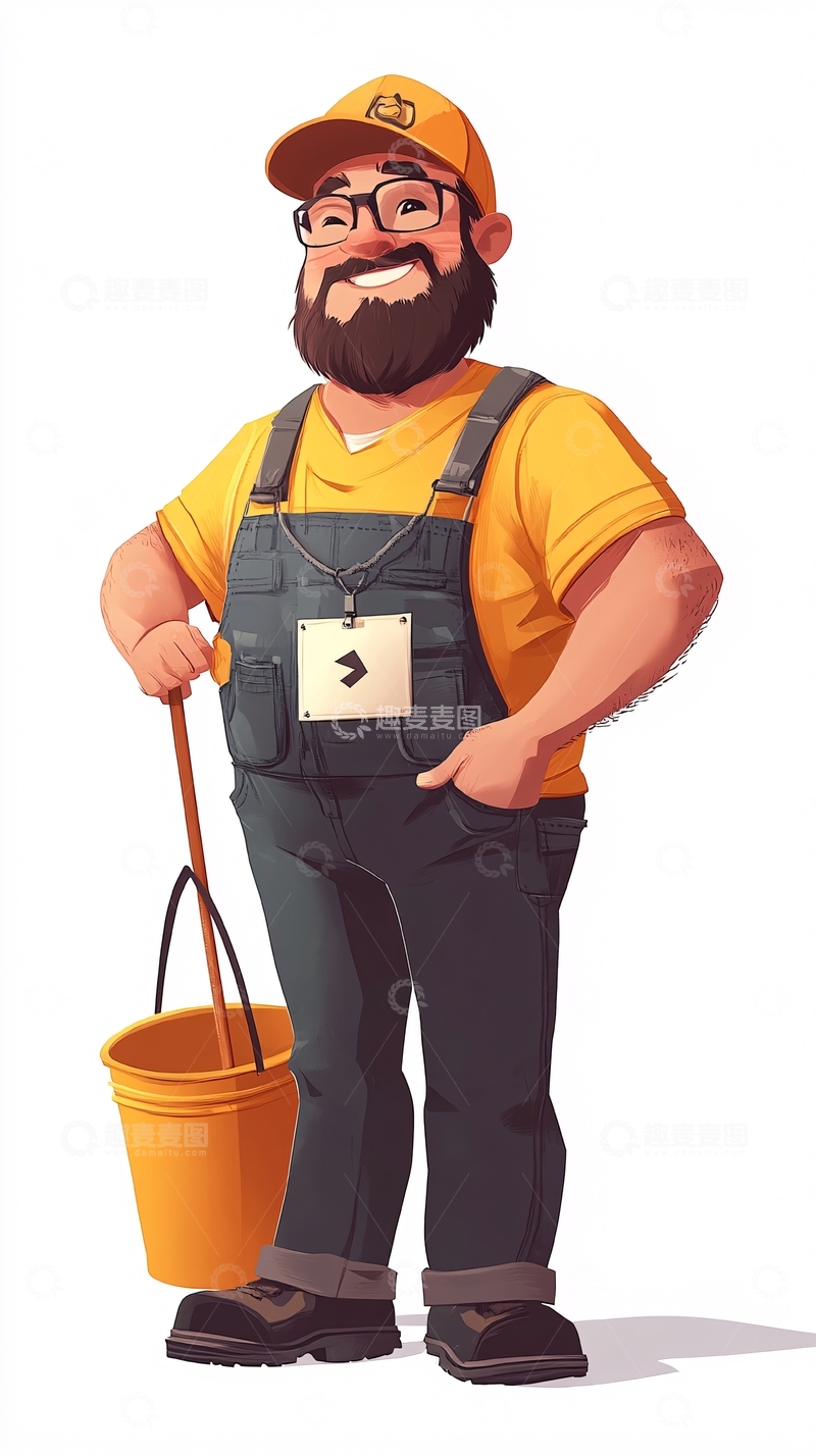 高清大图下载【趣麦麦图】卡通清洁工