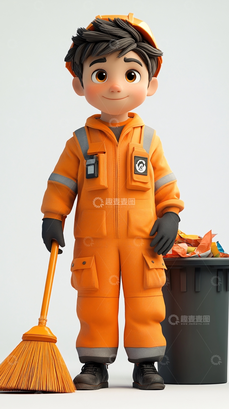 高清大图下载【趣麦麦图】卡通清洁工