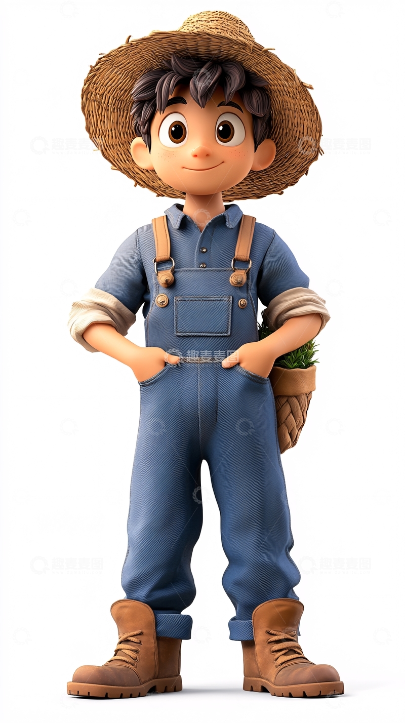 高清大图下载【趣麦麦图】卡通农场男孩