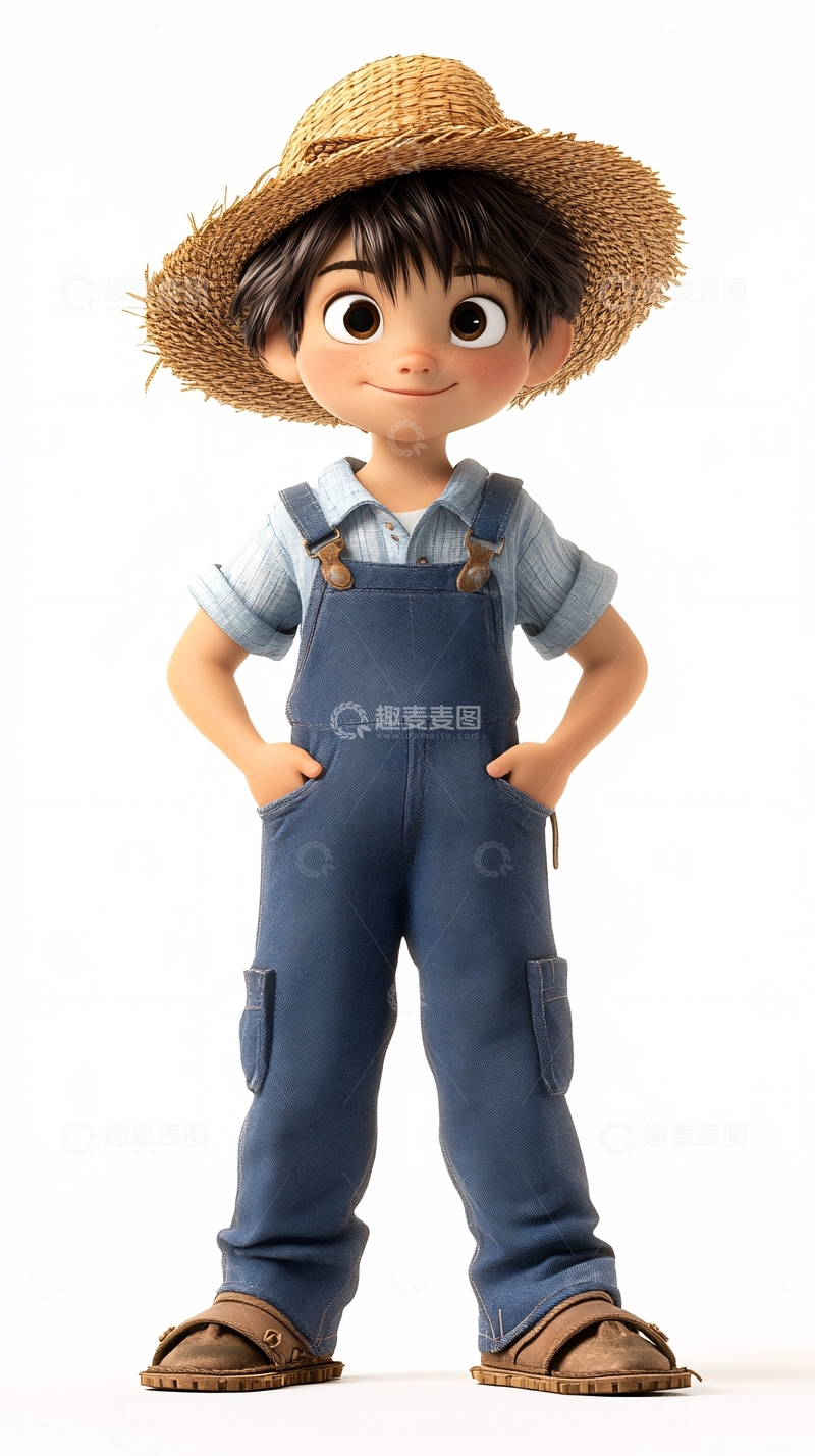 高清大图下载【趣麦麦图】可爱卡通农场男孩