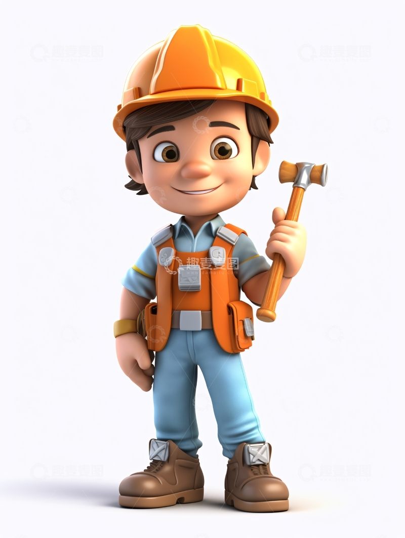 高清大图下载【趣麦麦图】卡通小工人