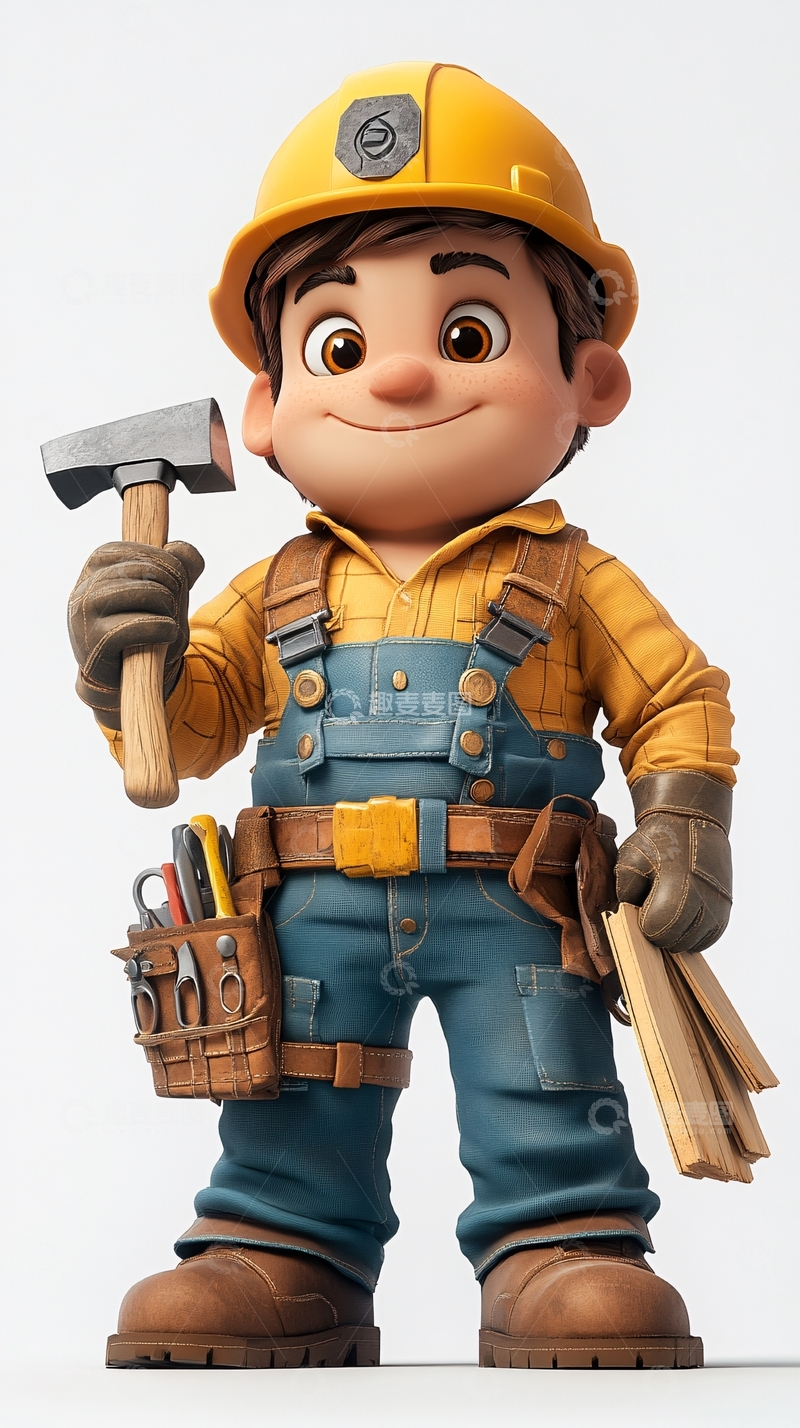 高清大图下载【趣麦麦图】卡通小工人