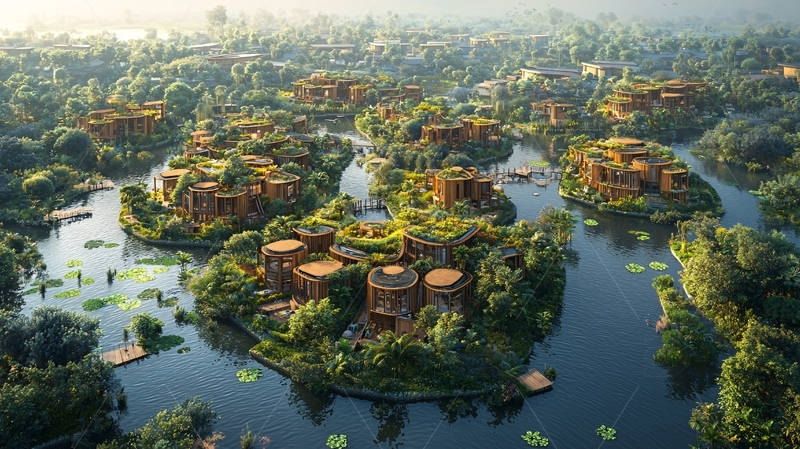 高清大图下载【趣麦麦图】未来生态水上城市