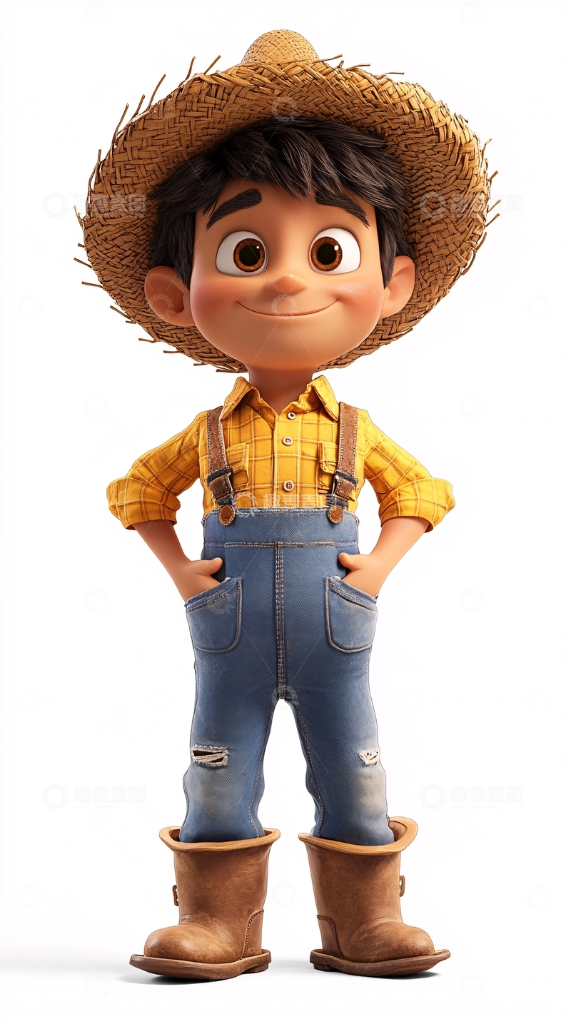 高清大图下载【趣麦麦图】可爱卡通农场男孩