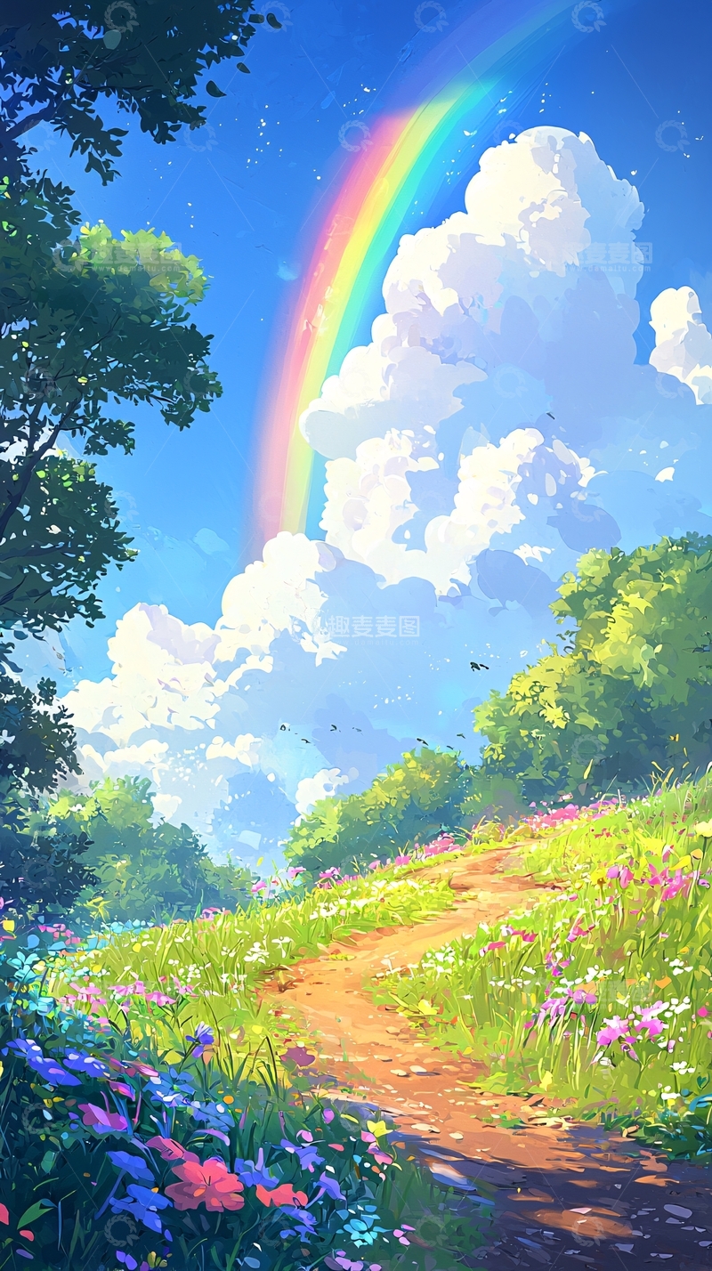 高清大图下载【趣麦麦图】彩虹田园小路