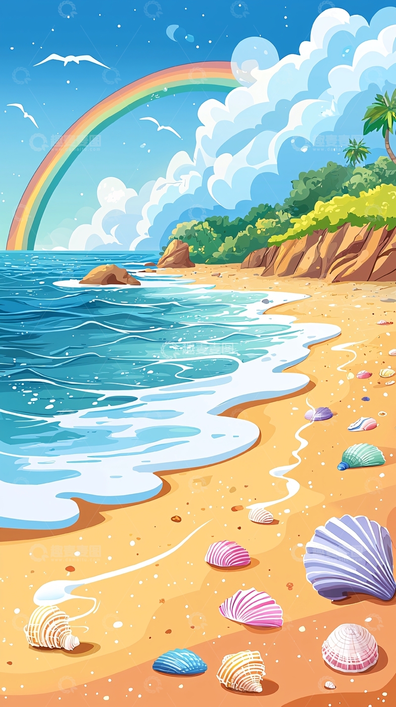 高清大图下载【趣麦麦图】彩虹海滩风景
