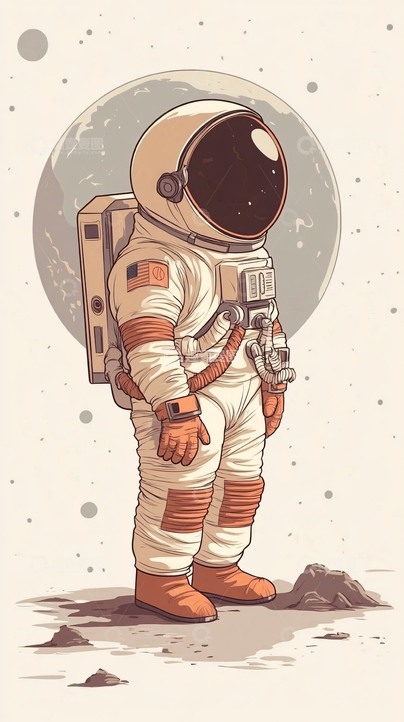 高清大图下载【趣麦麦图】太空宇航员插画