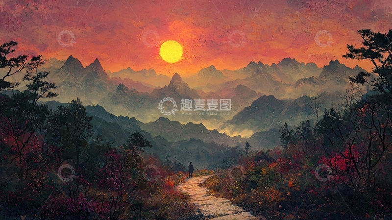 高清大图下载【趣麦麦图】壮丽山河日出美景