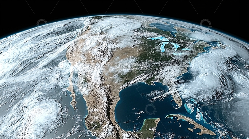 高清大图下载【趣麦麦图】太空视角下的北美洲冬季