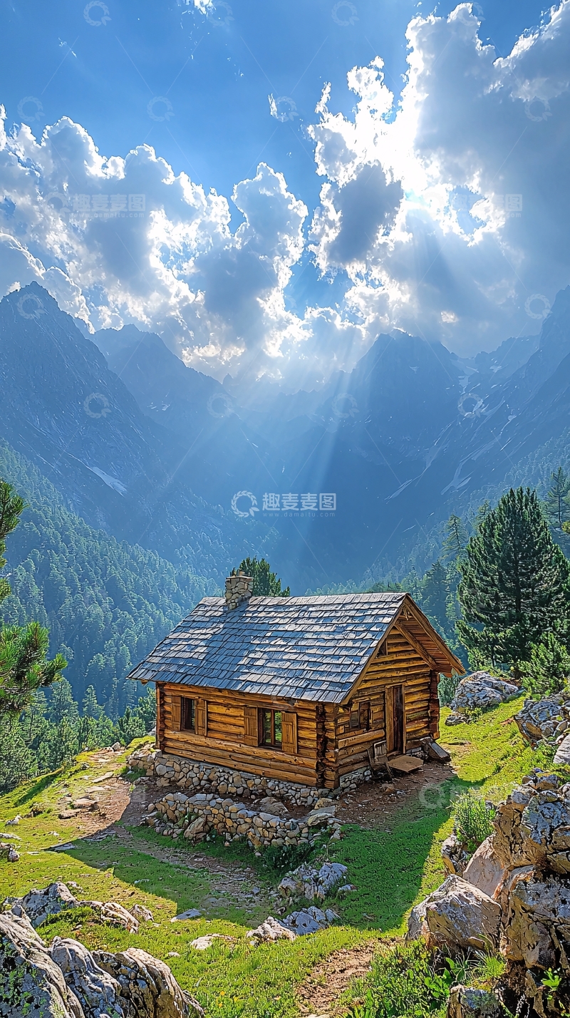 高清大图下载【趣麦麦图】山间木屋