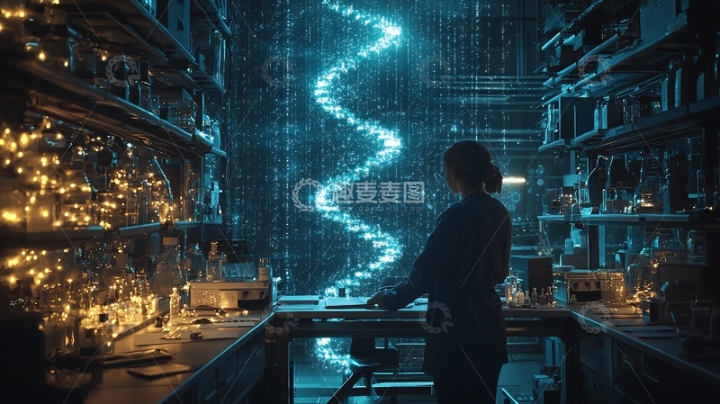 高清大图下载【趣麦麦图】神秘实验室蓝色能量光束