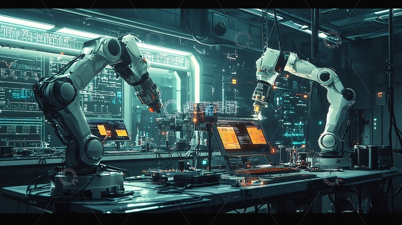 高清大图下载【趣麦麦图】未来科技感实验室机器人