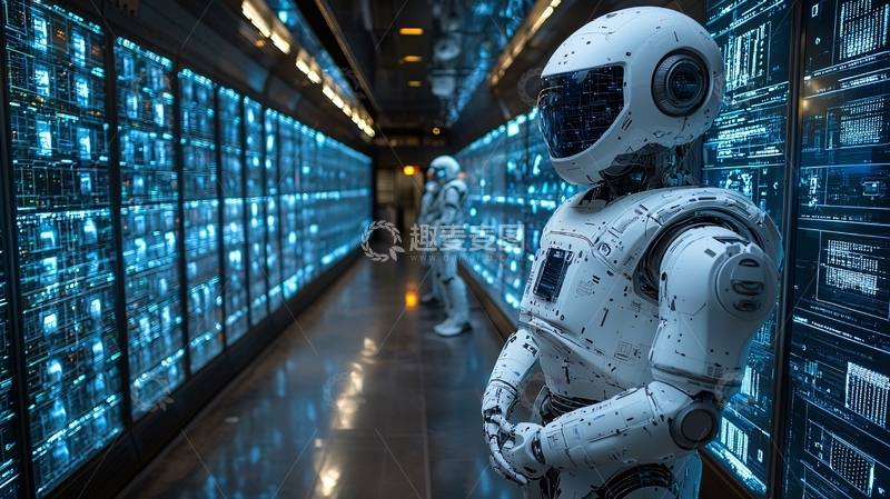 高清大图下载【趣麦麦图】机器人守护服务器机房