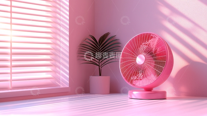粉色房间里的电风扇
