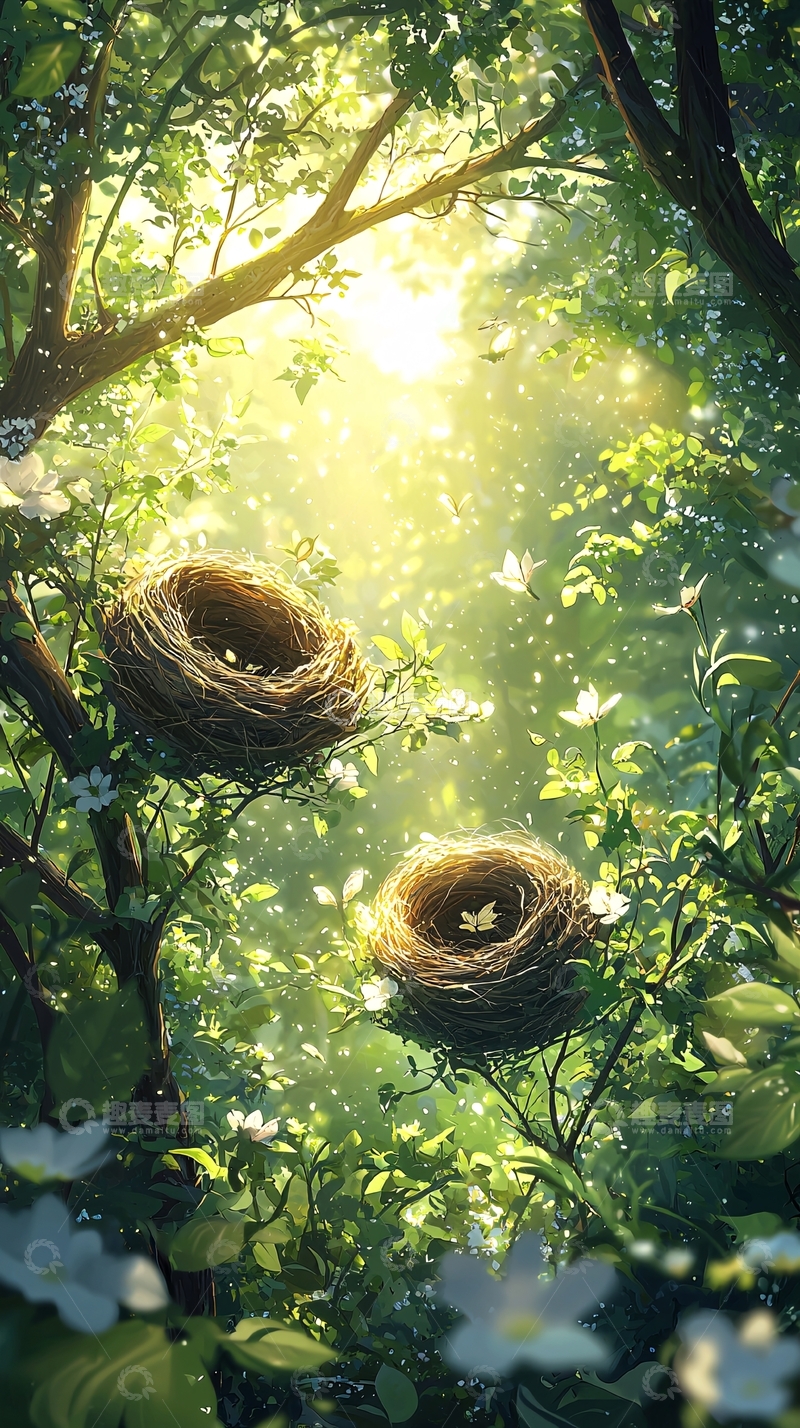 高清大图下载【趣麦麦图】阳光下的鸟巢