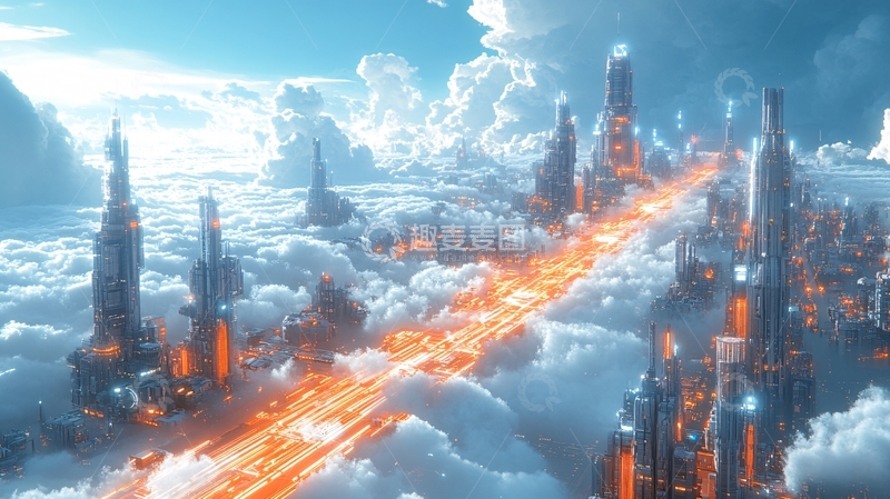 高清大图下载【趣麦麦图】云端城市
