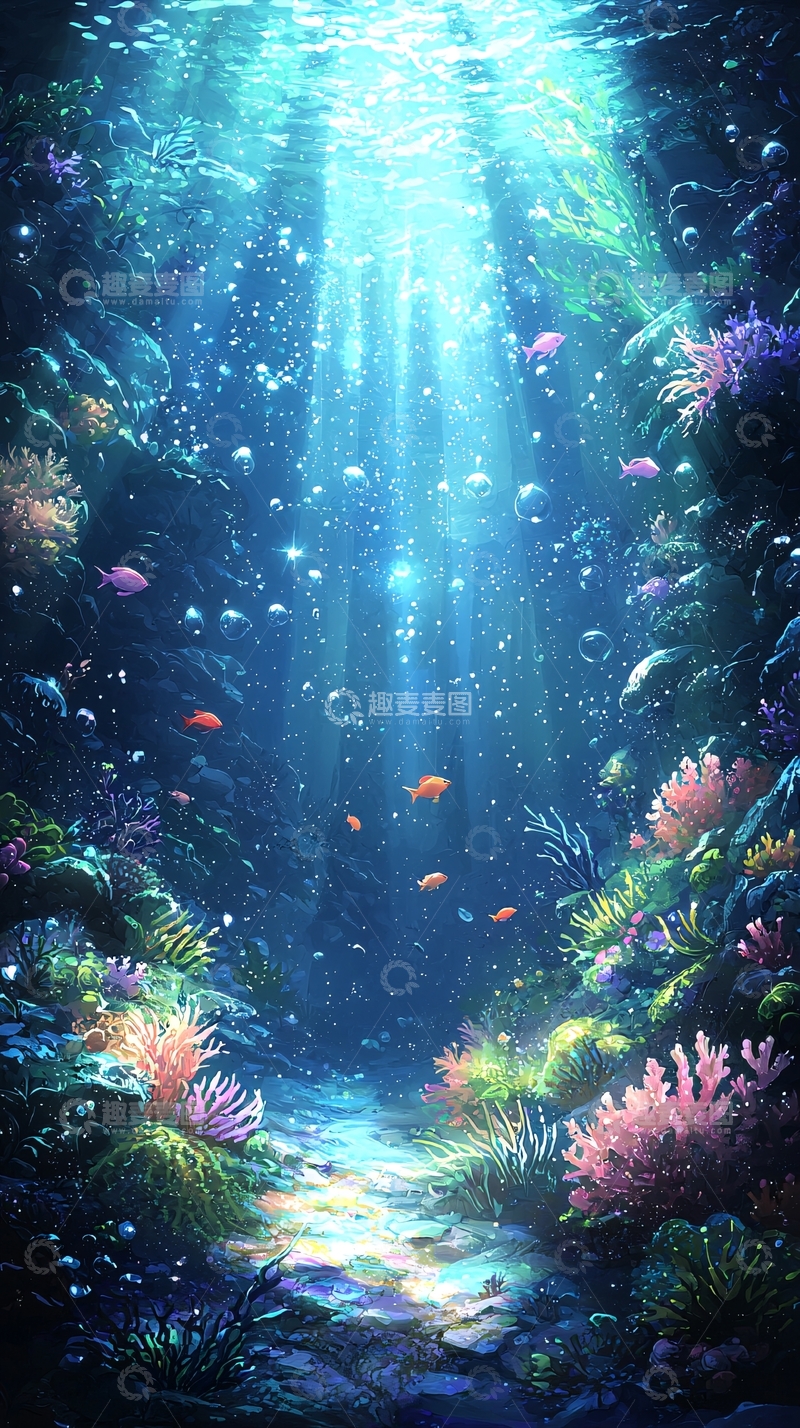 高清大图下载【趣麦麦图】水下光线穿透