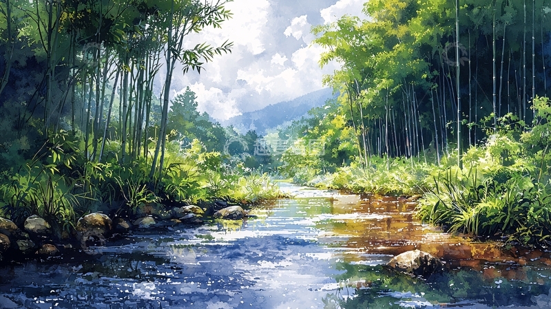 高清大图下载【趣麦麦图】清新唯美溪流森林