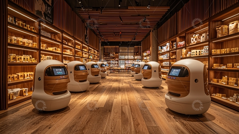高清大图下载【趣麦麦图】智能机器人超市