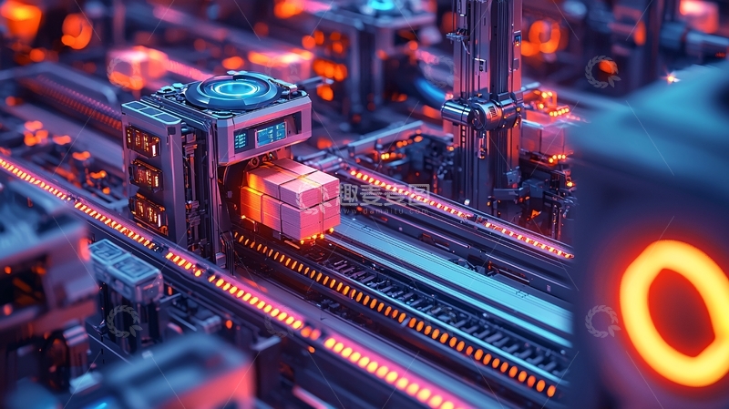 高清大图下载【趣麦麦图】未来科技感自动化生产线