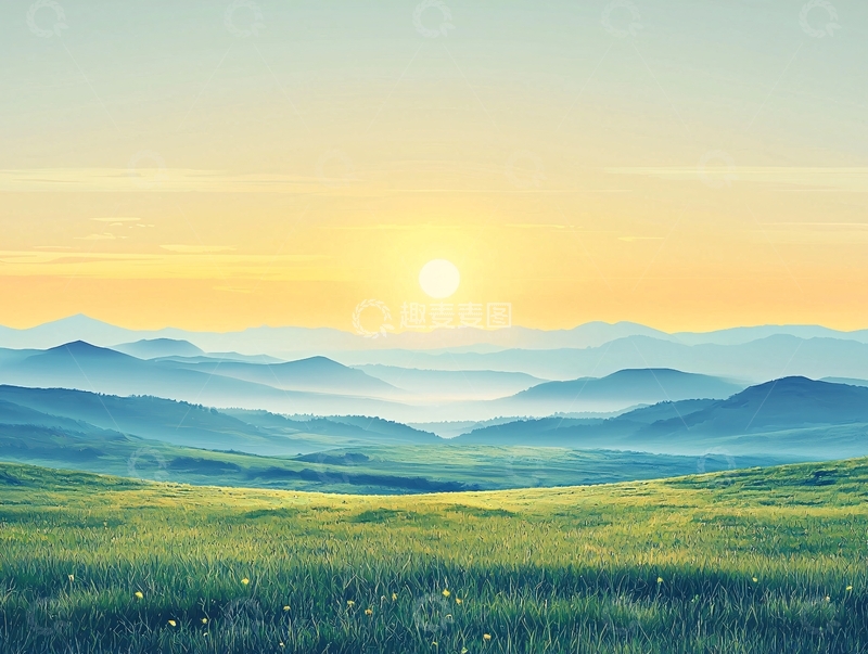 高清大图下载【趣麦麦图】清晨山峦日出美景